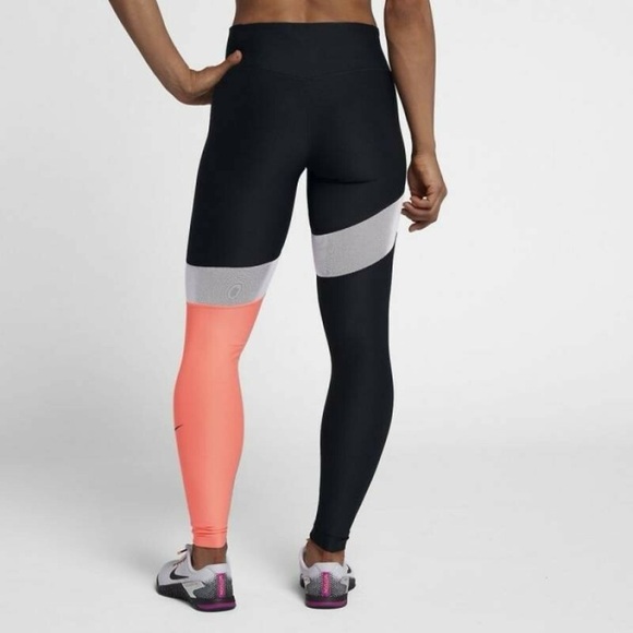 Nike Womens Power Victory Tight Fit Training Running Leggings Pink Black - Picture 2 of 16